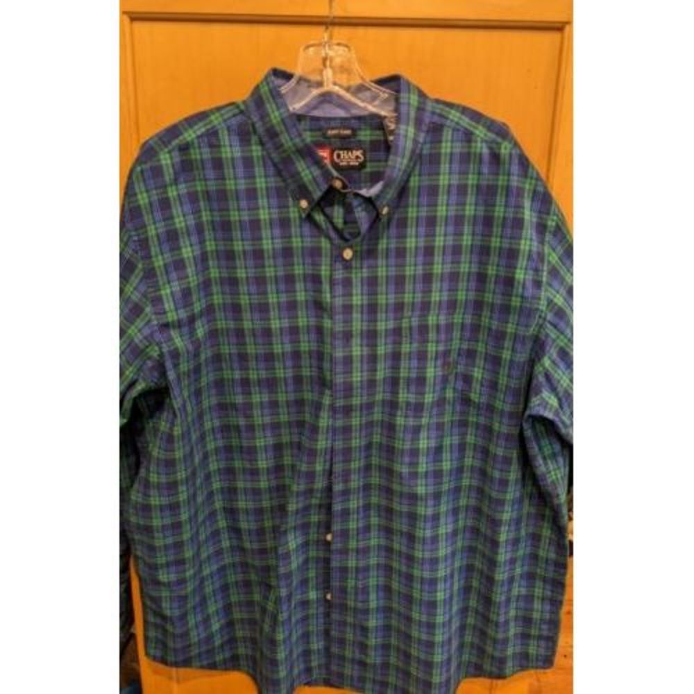 Chaps - Ralph Lauren Mens XXL 2XL  Plaid blue green Colorful 60/40 Material long